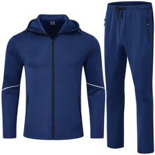 Men's Hooded Tracksuits Sweatsuits 2 Piece Sets Jogging Track Sweat Suit Work...