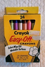 1985 Crayola 24 Count Box Easy-Off Crayons Binney Smith Washable Vintage NOS