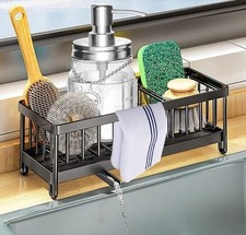 Black Stainless Steel Kitchen Sink Caddy & Auto Drain Tray for Organised Clean