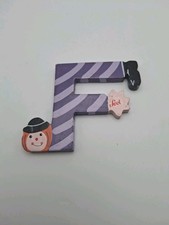 Vtg. Sevi Hand Painted Wooden Alphabet Letter 3 to 4  Clown Child Baby Decor  F"