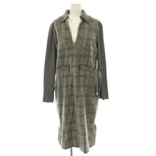 Valentino Wool Dress Gray Size 46/10 Knit V-Neck Removable Ribbon Excellent