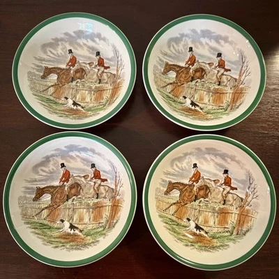 Spode THE HUNT JF Herring FIRST OVER Horse & Hound Fruit Cereal Bowl 6.25" Set 4 - Image 1 of 4