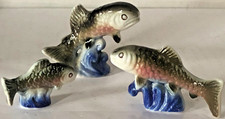 3 VTG Hand Miniature Painted Porcelain Bone China Trout/Fish