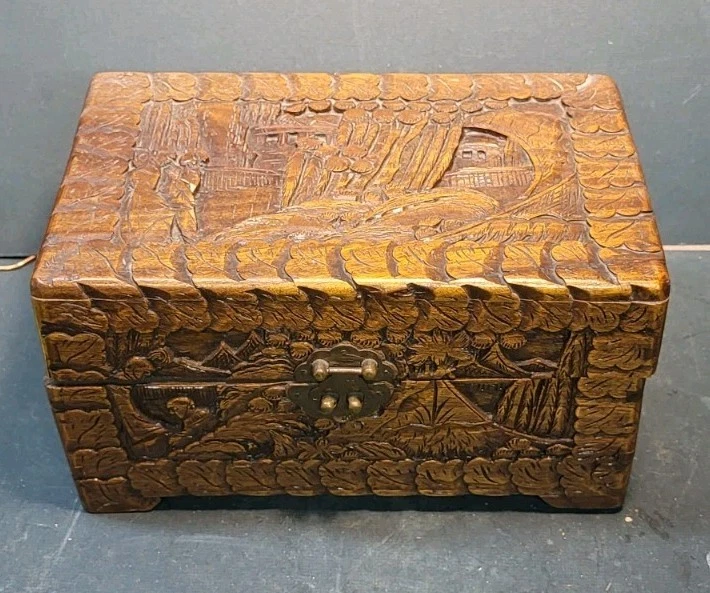 雕刻木盒在中式古董盒子| eBay