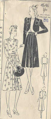 Patron De Couture Vintage Années 1940 Home Journal - Robe Taille B38 (1261), Complet Et Non Découpé