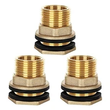 3 Pack Brass Bulkhead Fitting 1" Female 1-1/4" Male Garden Hose Straight 