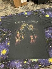 Vintage 2008 Y2K DISTURBED Indestructible Skulls Heavy Metal Band Black Mens L