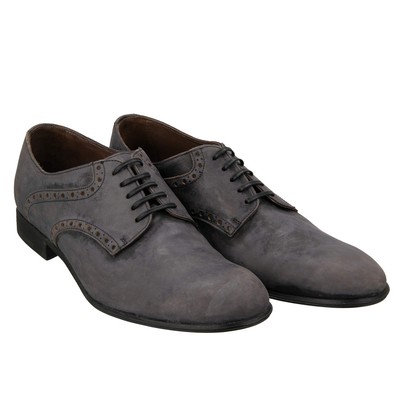 DOLCE & GABBANA Klassische Vintage Design Leder Derby Schuhe Grau 44 UK 10 
