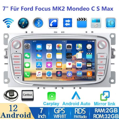 Android Autoradio für Ford Focus II MK2 Mondeo C-MAX S-MAX Galaxy GPS Nav FM RDS - Afbeelding 1 van 12