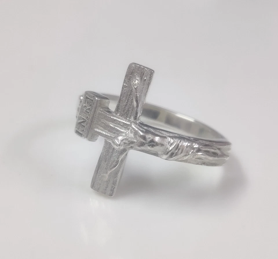 925 Sterling Silver Jesus Crucifix Ring,INRI Ring For Men,Cross Ring For Unisex - Image 2 of 4