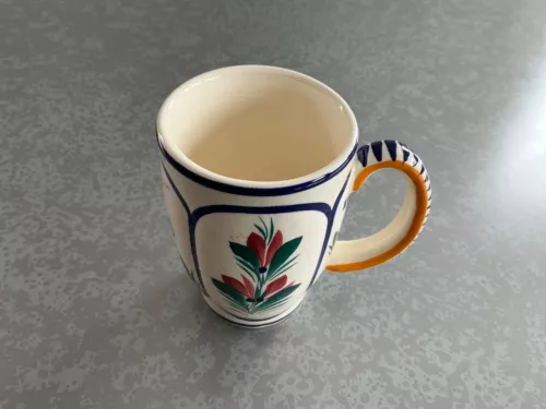 Vintage Henriot Quimper France Signed Ceramic Coffee Tea Cup Mug