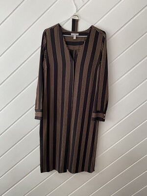 H & M - Ladies Black/Gold Shift Dress With Belt - Size 12P. | eBay UK