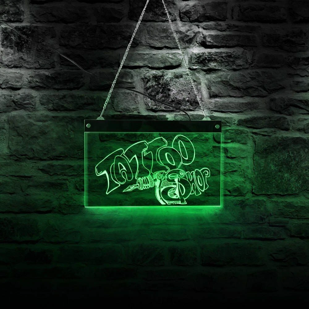 Tattoo Shop LED Open Sign For Business Displays Tattoo Studio Business Logo