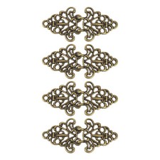 Cloak Clasp, 4 Pairs Sew on Hooks and Eyes Vintage Flower Cape Buckle(Bronze)