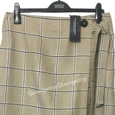 M&S Ladies Skirt Camel Mix Check Linen Rich Wrap Style Midi BNWT Marks