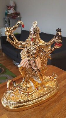 12 Zoll Marmor Mahakali Mata Murati Abdeckung mit 24ct Gold | 5 Jahre Garantie 