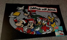DISNEY MICKEY MOUSE  FRIENDS 'CELEBRATE WITH FRIENDS' ACCENT RUG FLOOR HOLIDAY