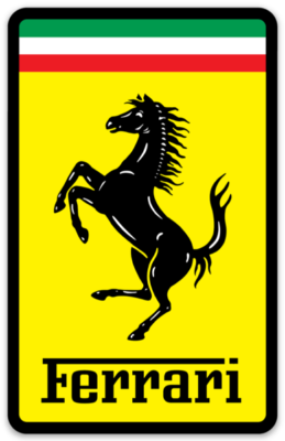 Ferrari Motors Automotive Logo type w/ name Monogram die-cut
