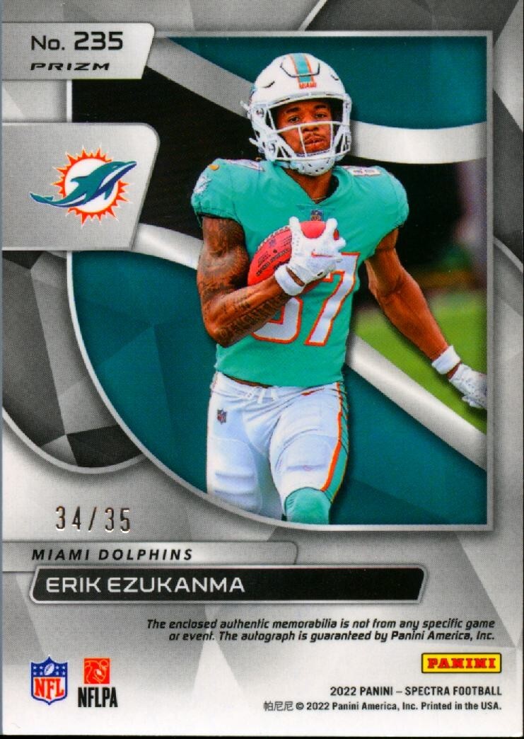 Erik Ezukanma 2022 Spectra Neon Green Auto Autograph Patch RC