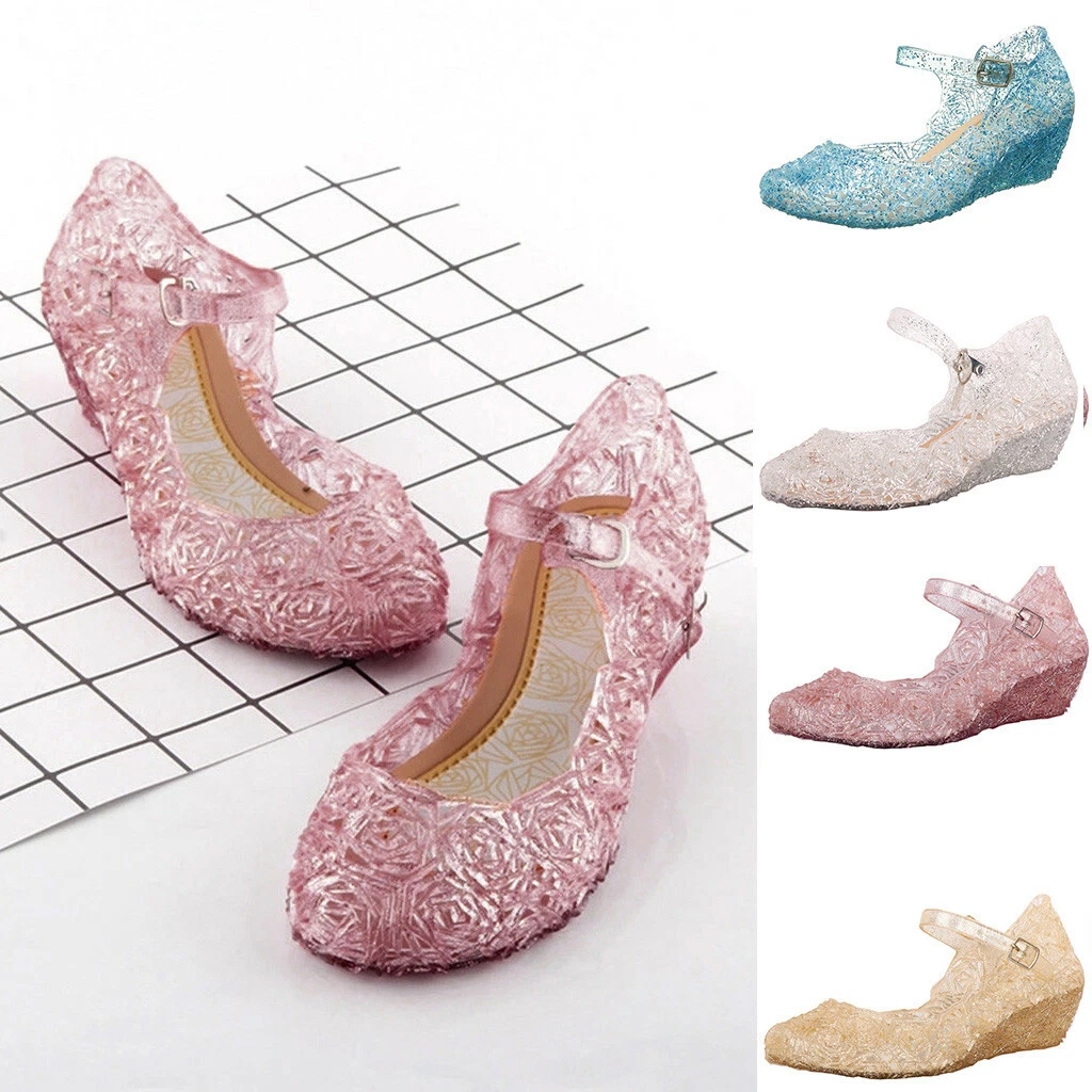 Girls Princess Elsa Cosplay Sandals Jelly Shoes Kids Baby Fancy Dress Up  Size | eBay