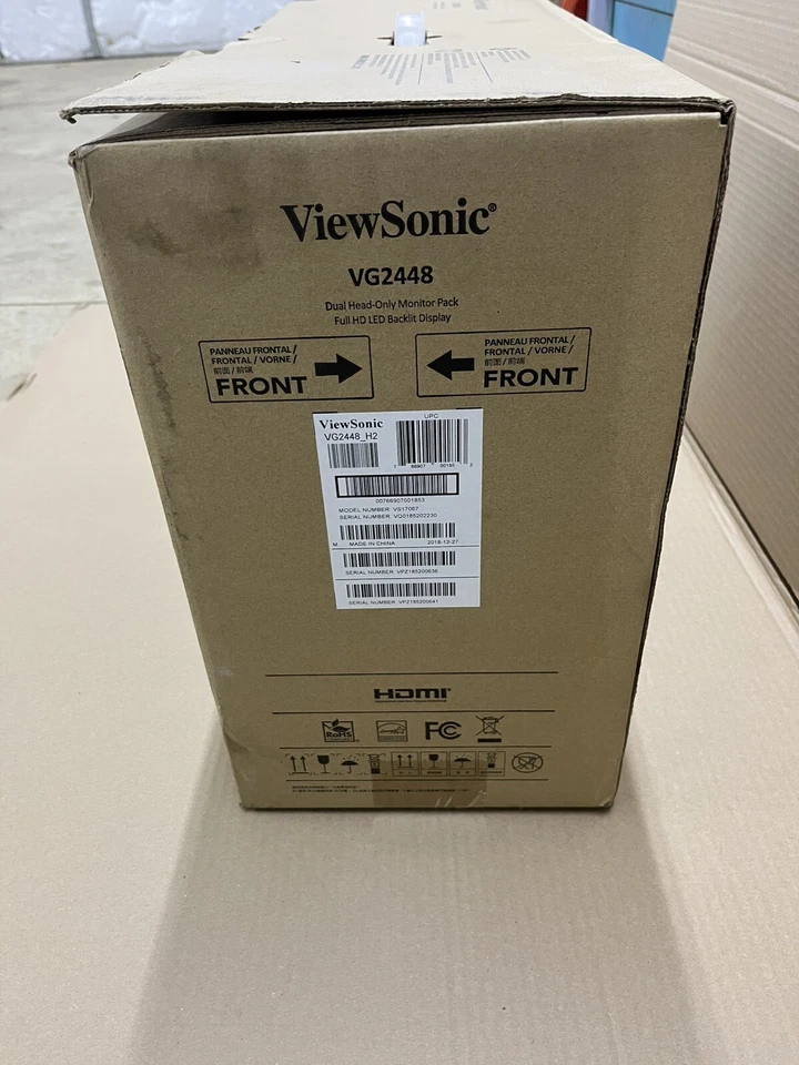 ViewSonic VG2448 Dual Computer PC Monitor Pack Head Only New 1080P 24” - Image 2 of 4
