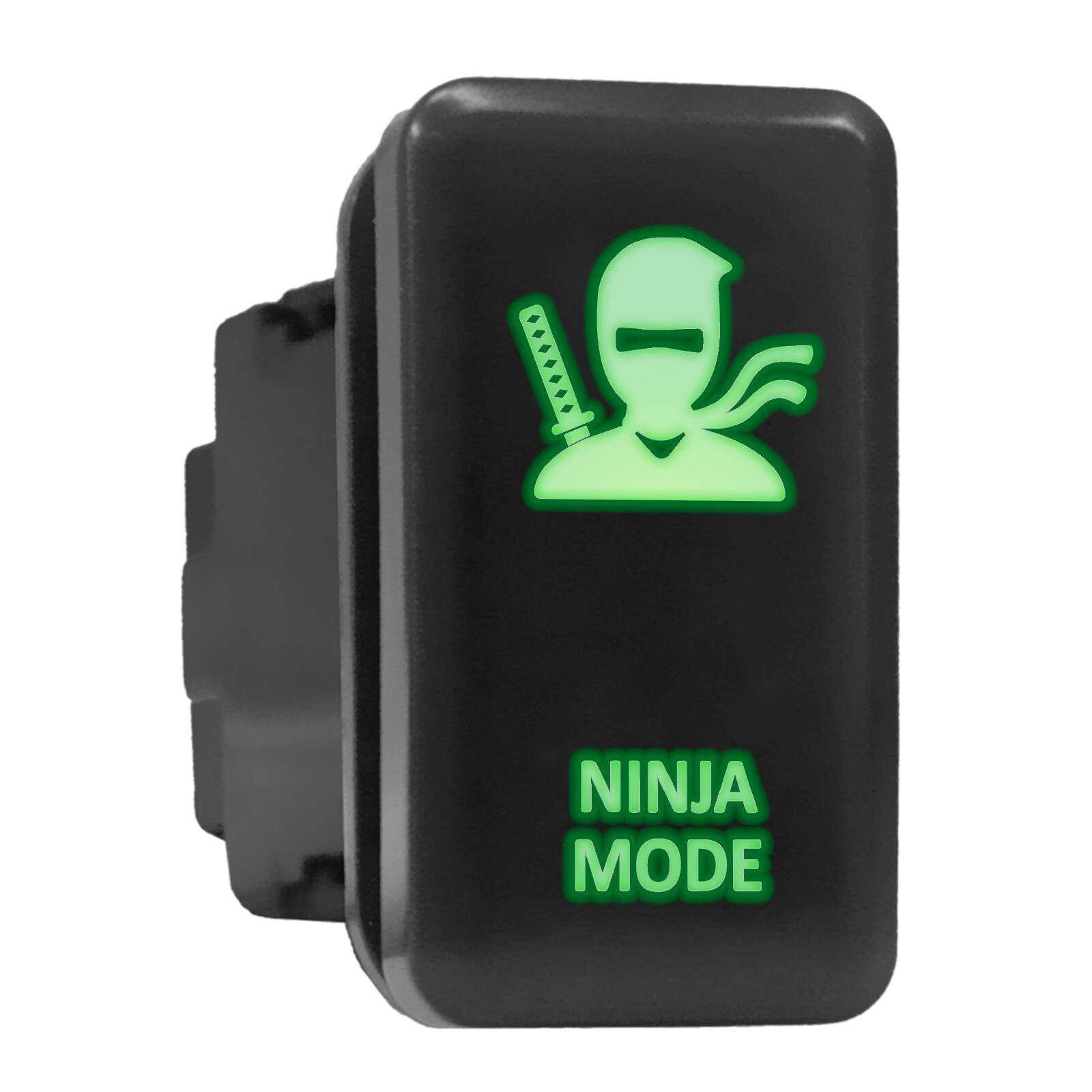 Ninja Mode Green Backlit Push Switch 1.54x0.83in Fits Toyota-image