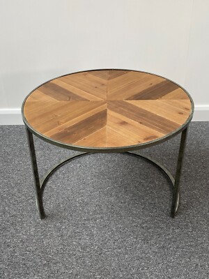 Hudson Living Douglas runder Couchtisch aus Holz und Metall uvp £329