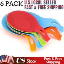 6 Pcs Kitchen Silicone Spoon Rest Heat Resistant Utensil Rest Ladle Spoon Holder