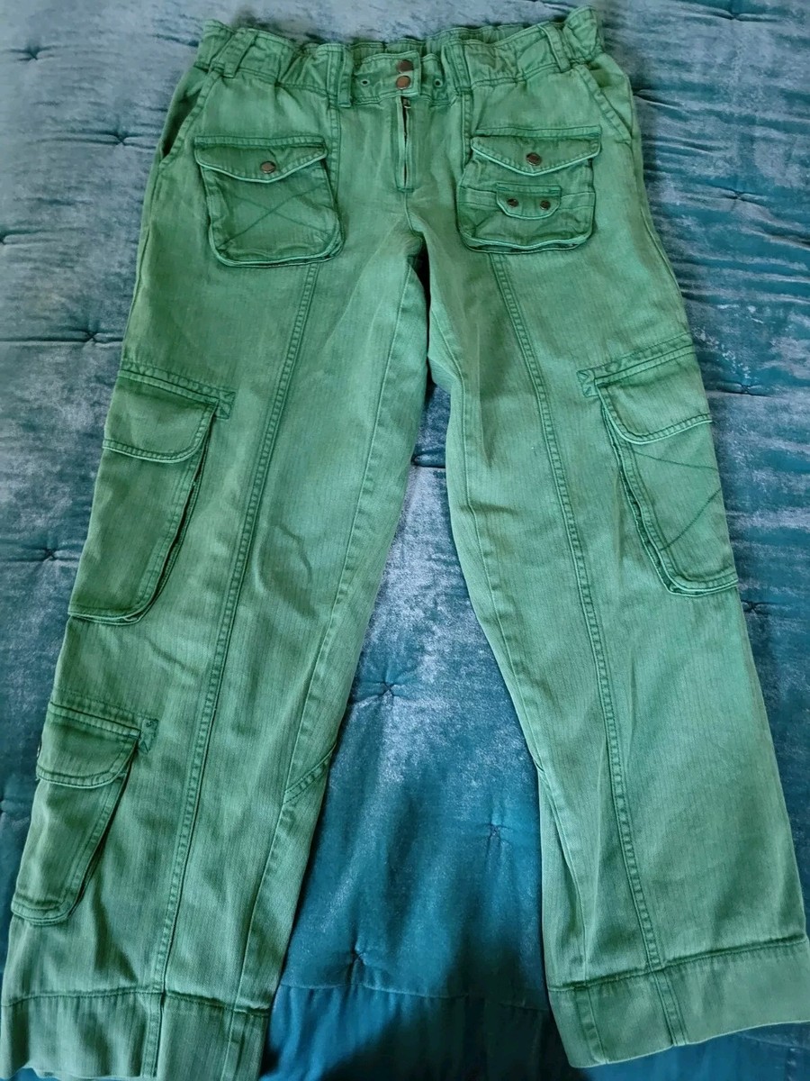 Free People Tahiti Cargo Pant M Relaxed Fit Green Cute! | eBay