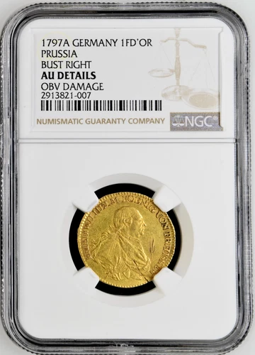 Germany Gold Prussia 1797A 1 Frederick d'Or - Frederick II King NGC AU Details