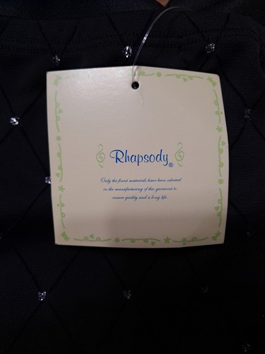 Rhapsody Brand Evening Top / Blouse with Sparkles Glitter Black Size Womens L - Picture 7 of 8