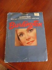 2XL Vintage Burlington Sheer Legs Reinforced Panty Toe Panty Hose Navy USA