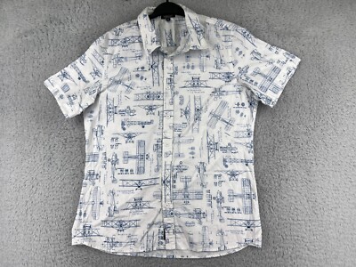 Mission Shirt Mens Large White Blueprint Aircraft Drafting Engineering STEM USA