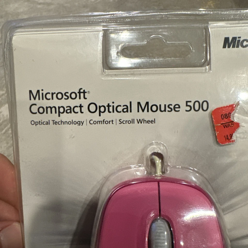 New Microsoft Compact Optical Mouse 500 Model 1344 Pink Factory Sealed - Image 2 of 4