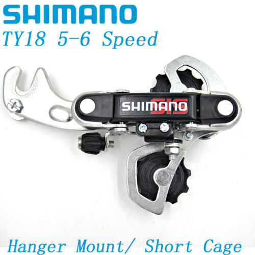 Shimano Tourney RD-TY18 5-6 15/18 Speeds Rear Derailleur Short Cage Hanger SIS - Picture 1 of 10