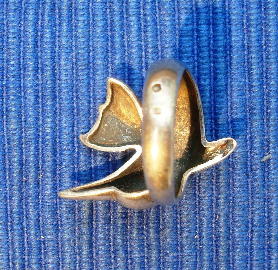 Bague En Argent Massif - Forme Duo De Dauphins - Taille 56 - Occasion
