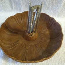 Vintage MCM Nut Bowl with Cracker 2 Picks Faux Wood by Multi Products USA