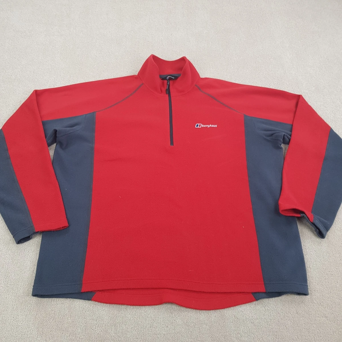 Berghaus Fleece Jacket XL Red Grey Colourblock Casual Outdoors Mens RN101568