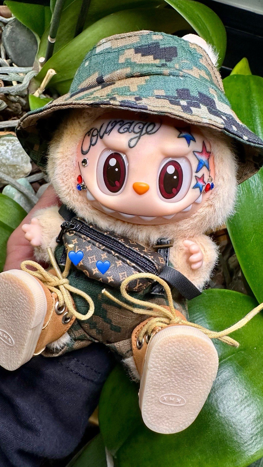 NEW TATTOOED Monster Art Doll BABA + Camouflage Outfit LABUB