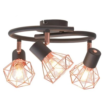 Deckenlampe mit 3 verstellbaren Strahlern Schwarz Kupfer E14 Beleuchtung