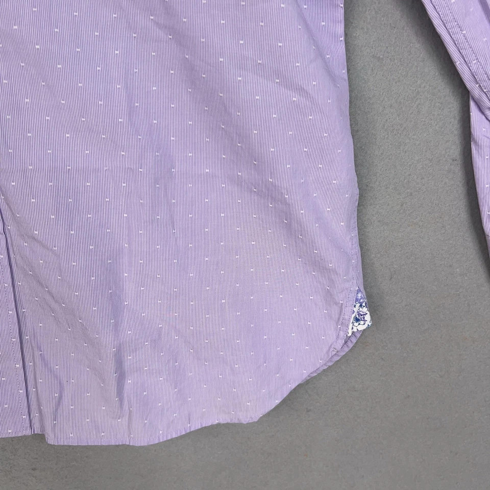 Camisa Ted Baker Resistencia Para Hombres 15.5 32/33 Punto Púrpura Floral Puño Preppy Oficina Foto 4 de 4