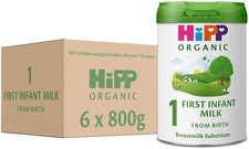 HiPP Organic 1 First Infant Baby Milk Powder Formula, from Birth, 800g Pack of 6