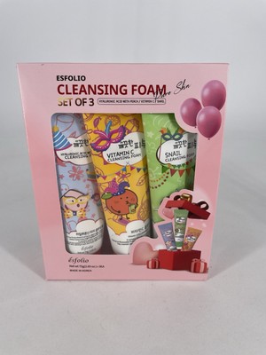 Esfolio Cleansing Foam Set of 3 Hyaluronic Acid Vitamin C Snail