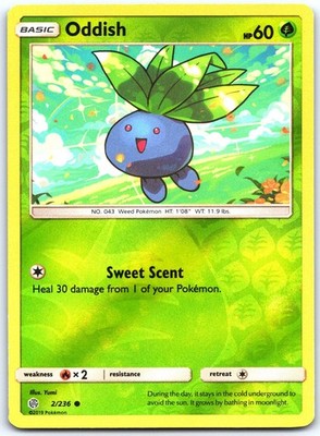 ODDISH 2/236 NM COMMON COSMIC ECLIPSE POKEMON REVERSE HOLO B2-S27