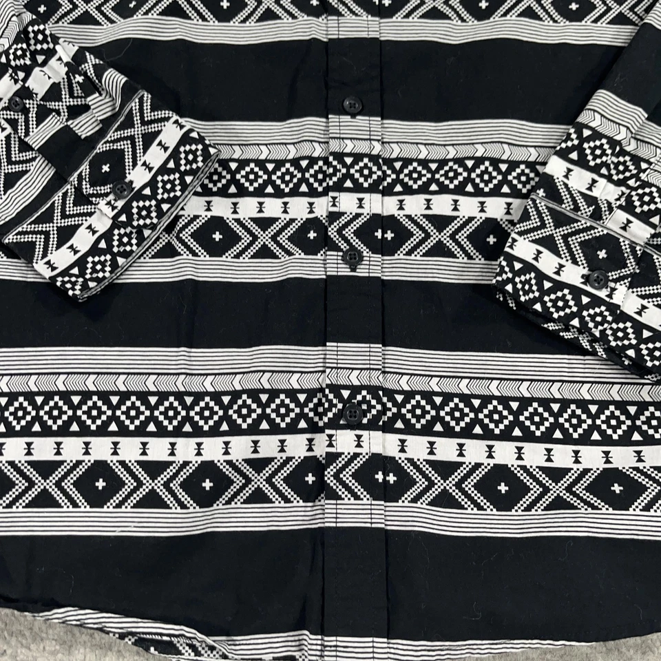 Levi's Shirt Mens XL Black White Aztec Geometric Stripe Button Down Long Sleeve - Image 3 of 4