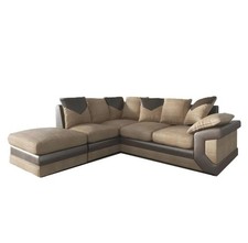 Dino Brown Fabric Left-Hand Corner Sofa, 3 Seater with Chaise Longe 2.47m x 2.1m