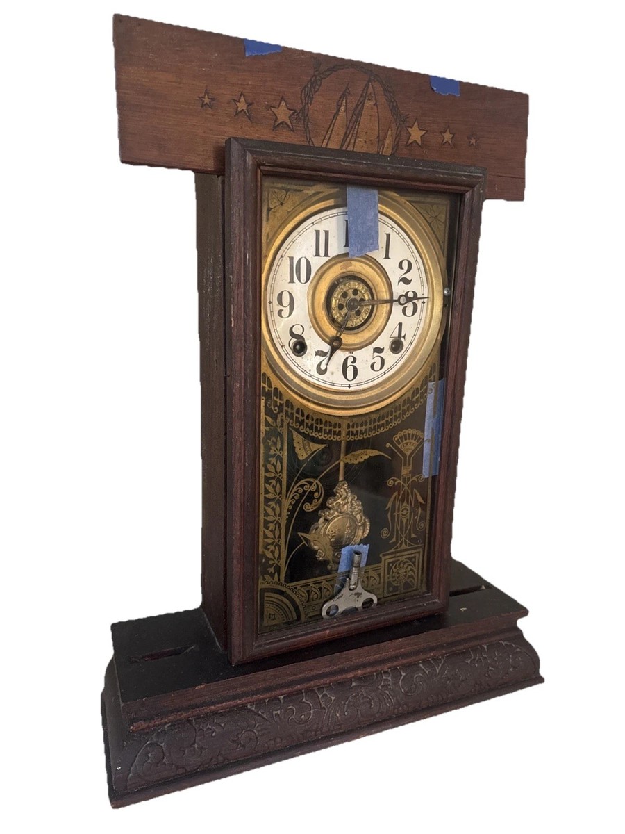 Antique C 1912 Waterbury FESTUS Mantle Clock & ALARM - ALL