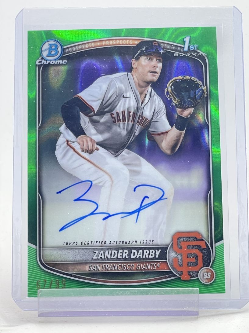 ZANDER DARBY 2025 BOWMAN CHROME 1ST GREEN LAVA REFRACTOR AUTO /99 Q4078