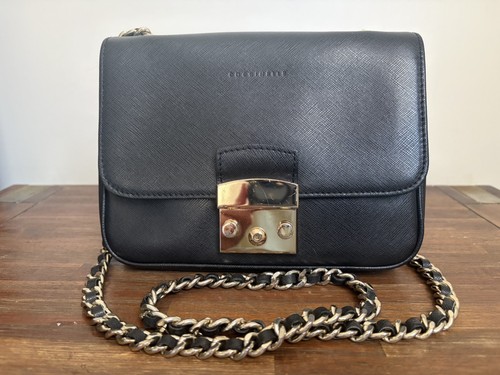 Coccinelle Black Saffiano Leather Flap Shoulder/ Crossbody Bag Ladies bag.