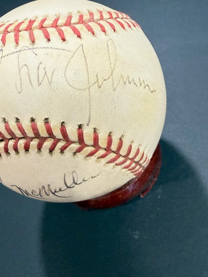 Béisbol firmado por Sweet Lou Johnson de la corte con tarjetas Ken McMullen Ken Savage certificadas Foto 4 de 4